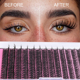 FANXITON Faux Cils Clusters 40D D Curl 280pcs en présentation