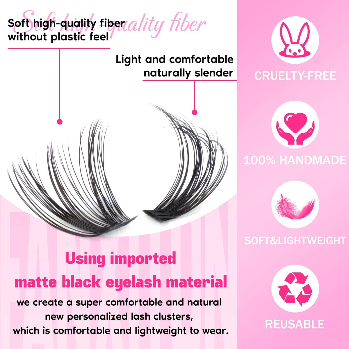FANXITON Faux Cils Clusters 40D D Curl avec pinces à cils