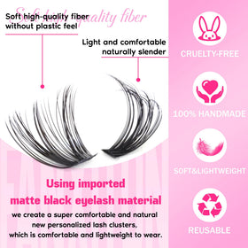 FANXITON Faux Cils Clusters 40D D Curl avec pinces à cils