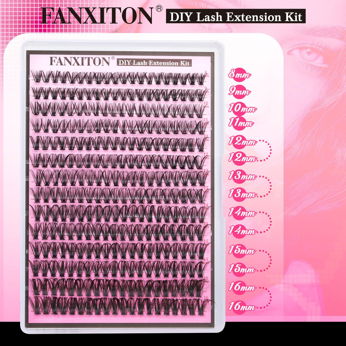 FANXITON Faux Cils Clusters 40D D Curl en boîte