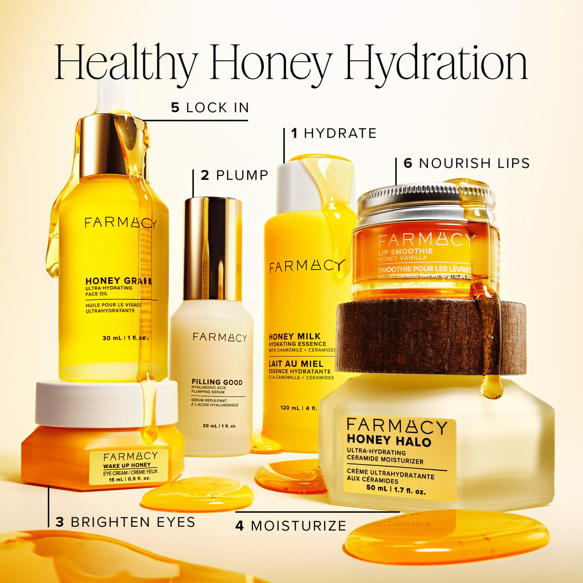 Farmacy Honey Grail huile visage avec gouttelette