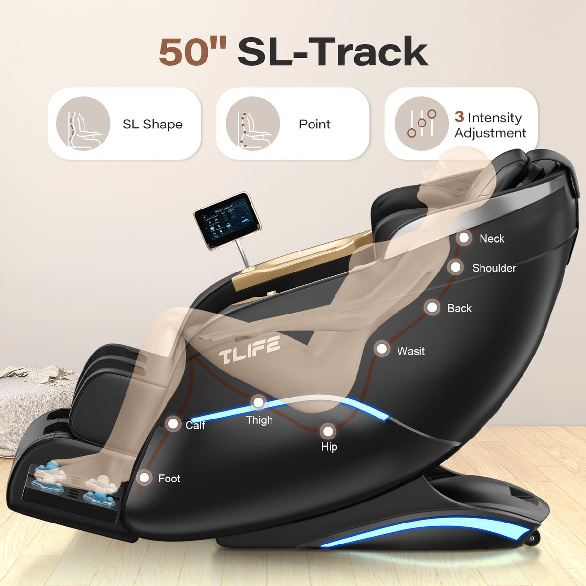 Fauteuil de massage TLIFE avec personne en train de l'utiliser