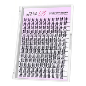 Faux cils en grappes VEYESBEAUTY vue avant avec bande invisible