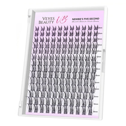 Faux cils en grappes VEYESBEAUTY vue avant avec bande invisible