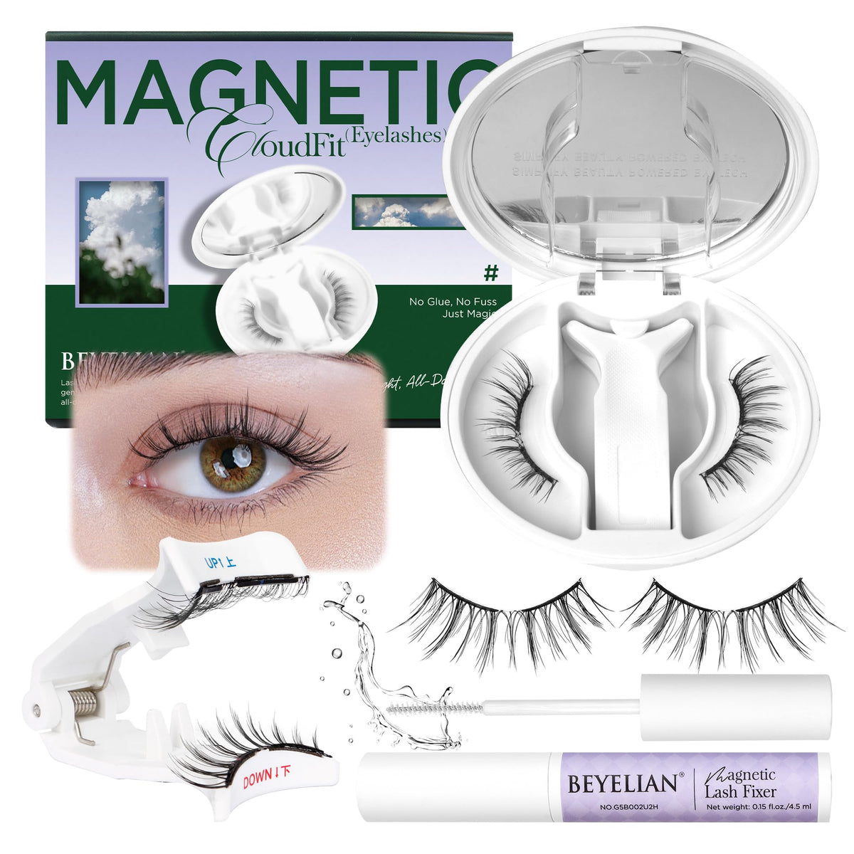 Faux cils magnétiques BEYELIAN en boîte avec applicateur