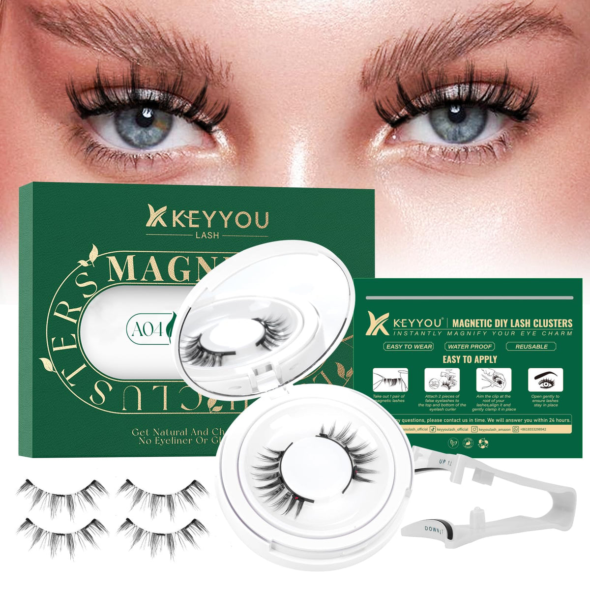 Faux cils magnétiques KEYYOU 3D, deux paires dans l'étui
