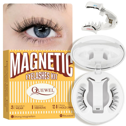 Faux cils magnétiques QUEWEL avec applicateur et boîtier