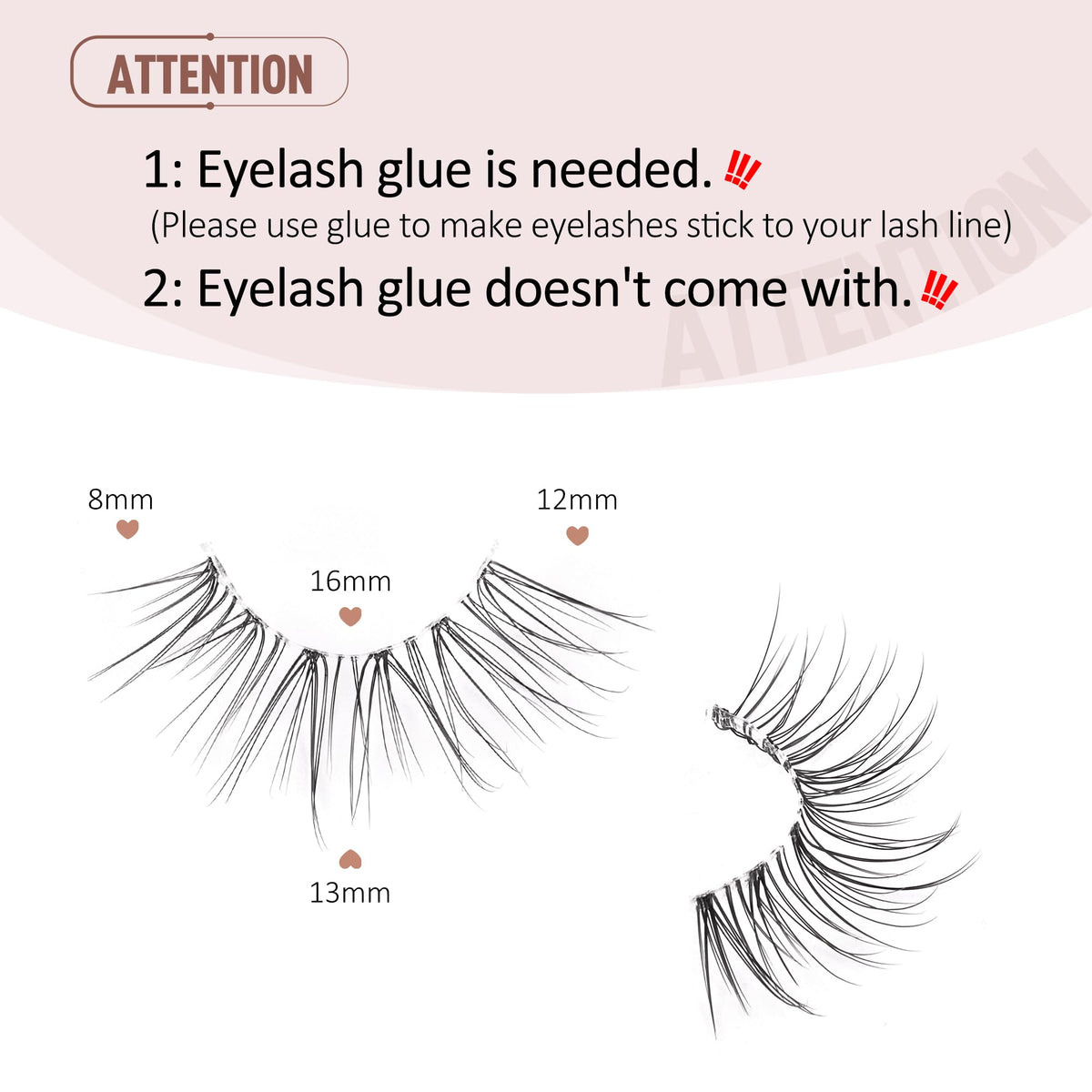 Faux cils mi-cornes Onlyall posés sur une surface plane