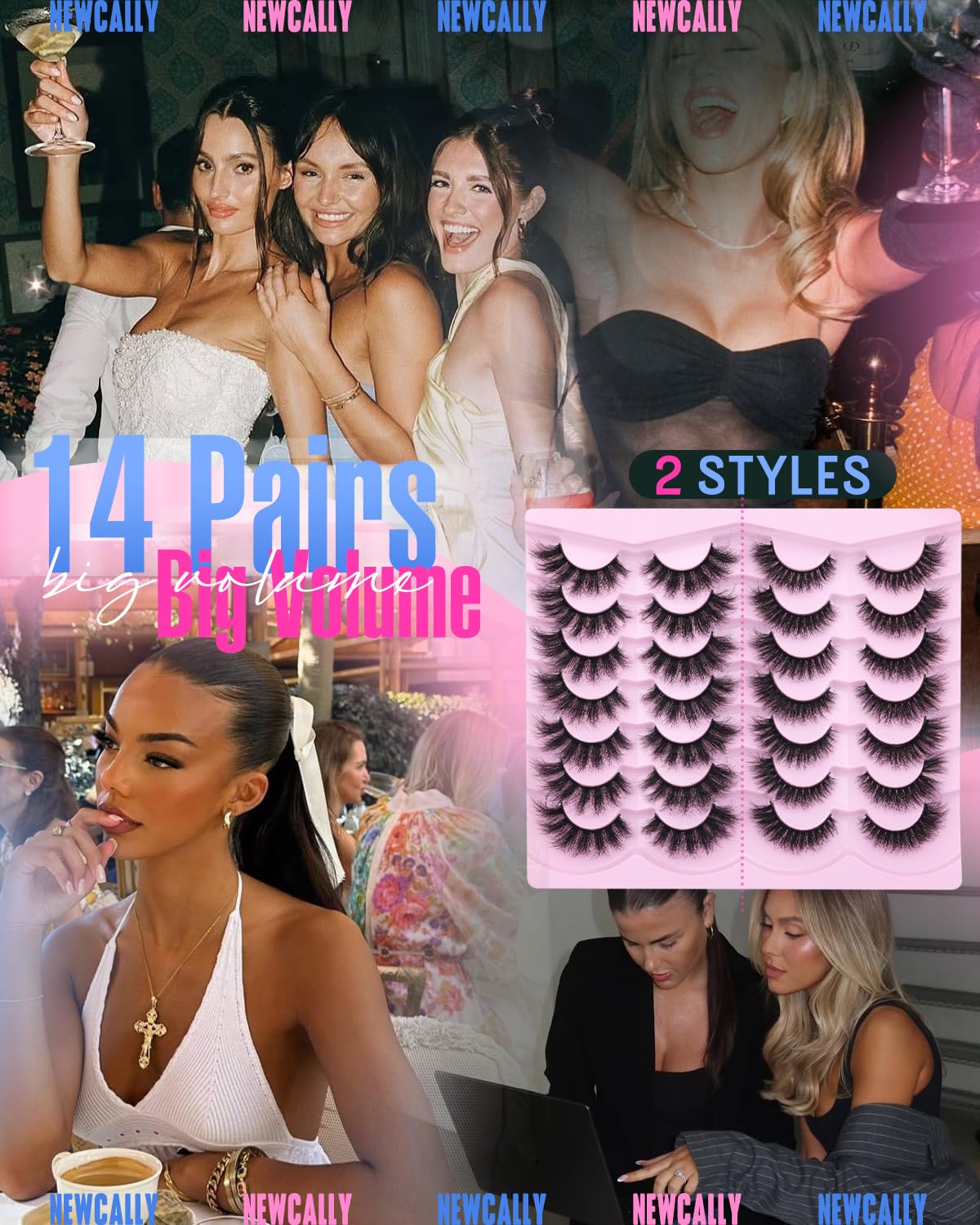Faux cils Newcally en vison synthétique, style 1