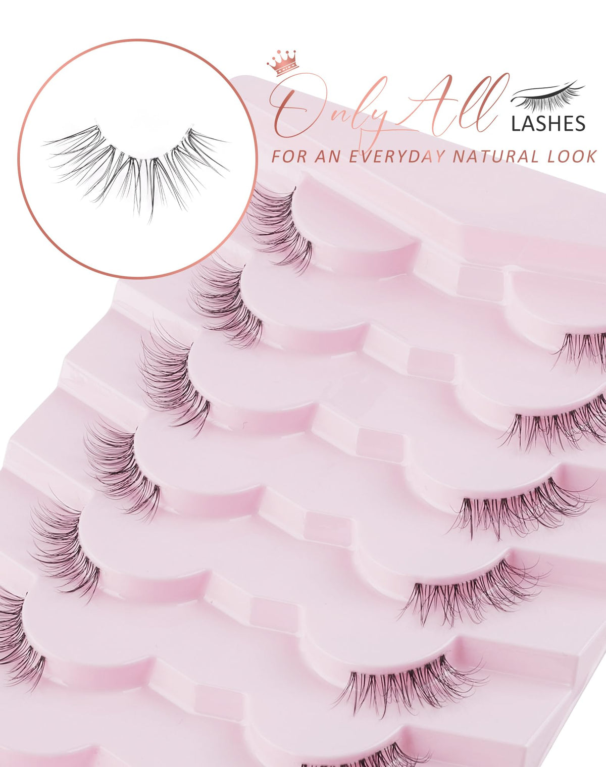 Faux cils Onlyall portés sur un modèle avec un maquillage léger