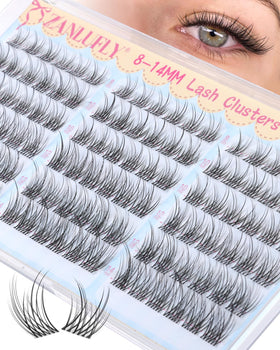 Faux cils zanlufly C Curl 8-14mm avec bande claire, vue de face