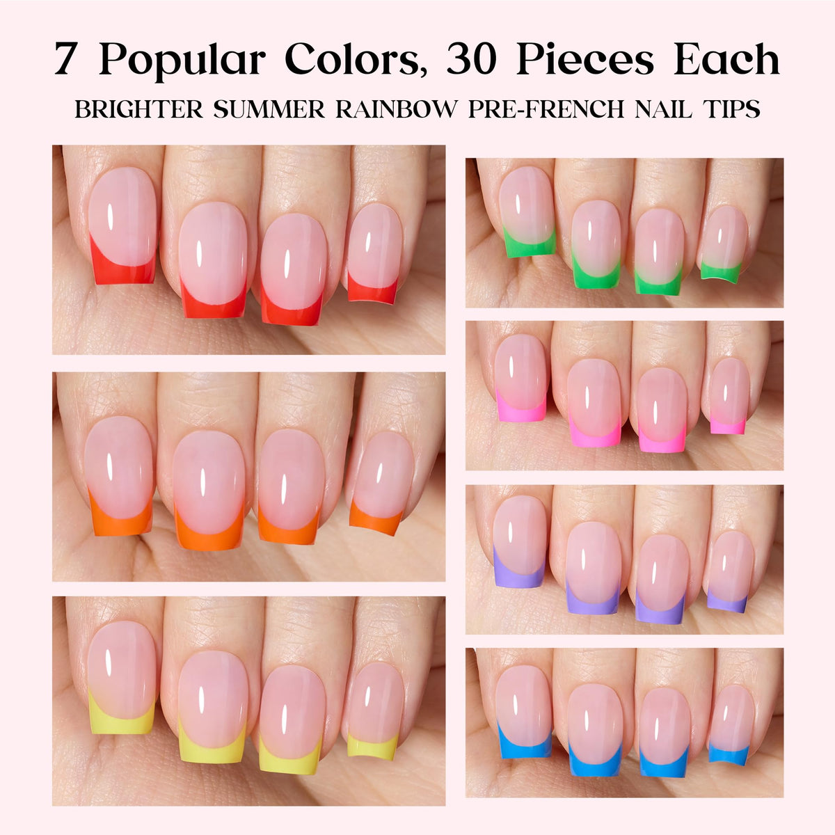 Faux ongles Beetles avec design de French Tip en rose