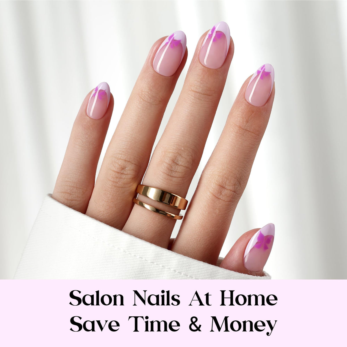 Faux ongles beetles Purple French Tips avec décoration de strass