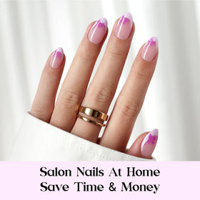 Faux ongles beetles Purple French Tips avec décoration de strass
