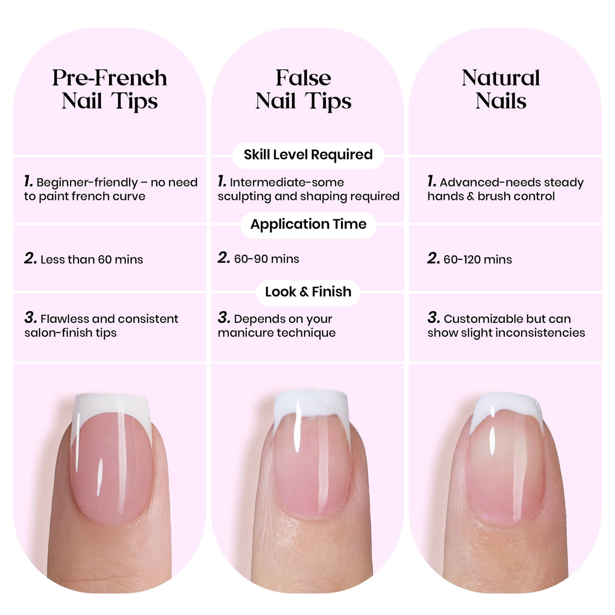 Faux ongles beetles Purple French Tips en situation de manucure