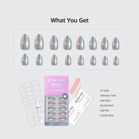 Faux ongles BTArtbox affichés sur une table avec outils