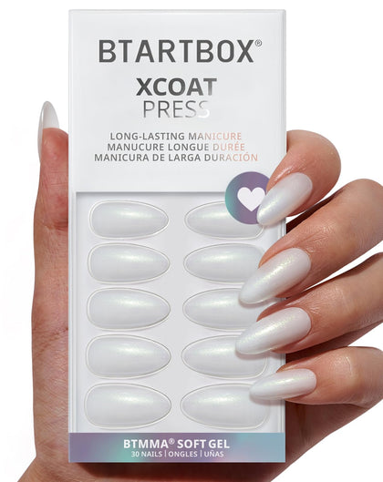 Faux ongles BTArtbox Disco Ball 30Ct, modèle blanc pailleté, vue avant