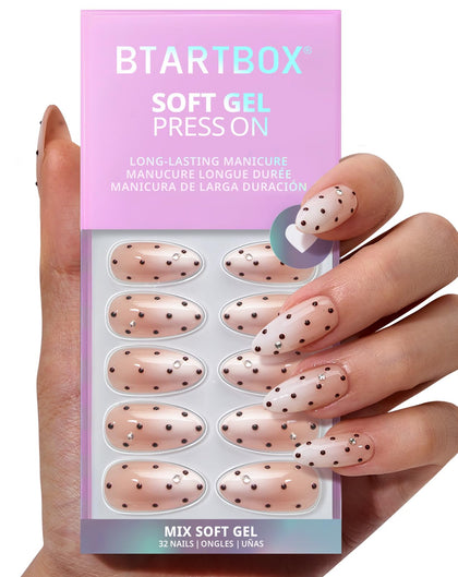 Faux ongles BTArtbox Gala Polka vue avant avec pois