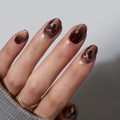 Faux ongles BTArtbox press-on en forme d'amande couleur café