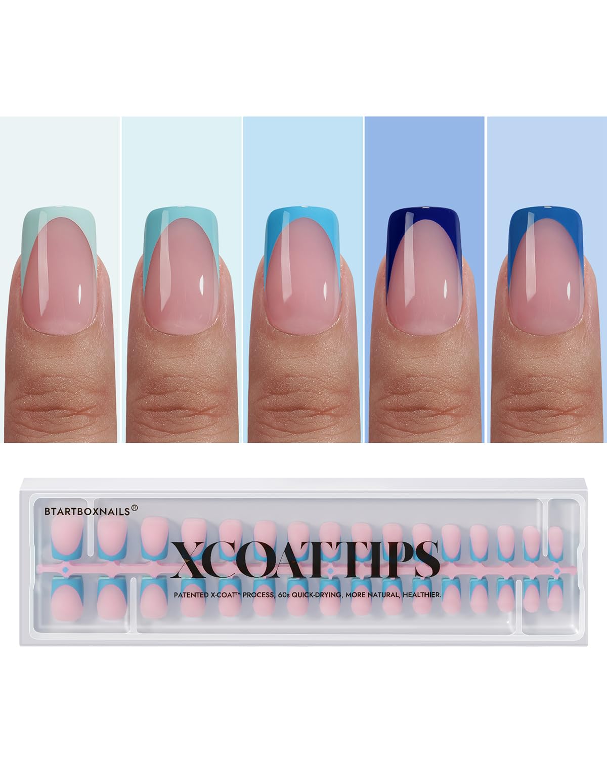 Faux Ongles BTARTBOXNAILS bleu modèle vue de face
