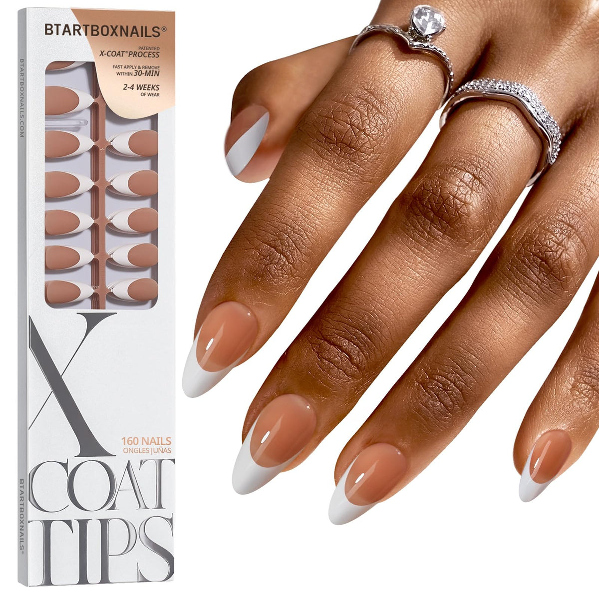 Faux ongles BTARTBOXNAILS French Manucure M Amande Marron vue de face