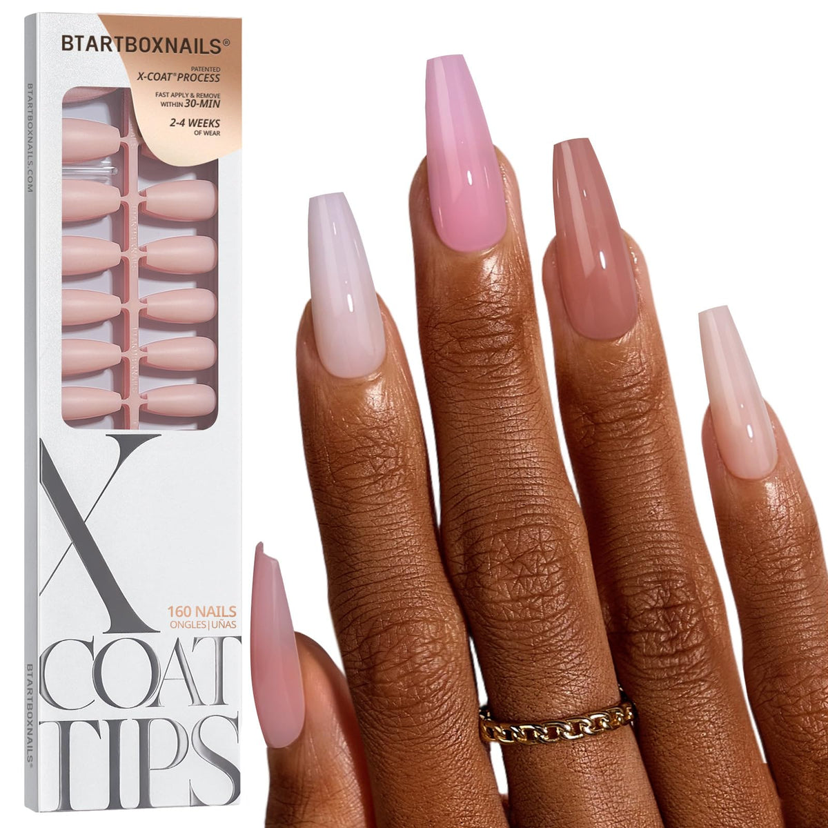 Faux ongles BTARTBOXNAILS nuances nues en coffret