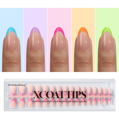 Faux ongles BTARTBOXNAILS Pastel French Tips S Almond Pêche vue avant