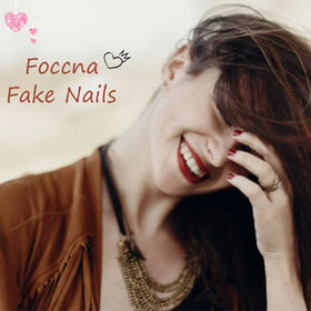 Faux ongles carrés Foccna avec texture brillante