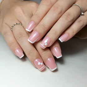 Faux ongles carrés français en gel CurvLife - vue de face
