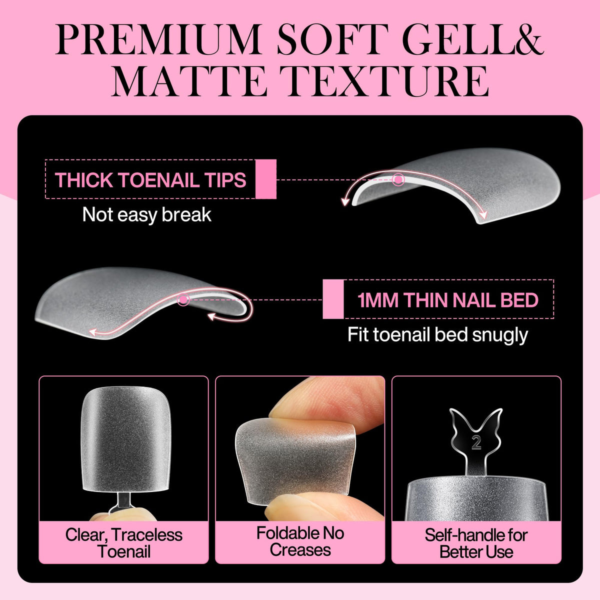 Faux ongles carrés Luckyfairy avec effet mat