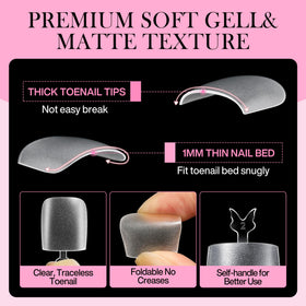 Faux ongles carrés Luckyfairy avec effet mat