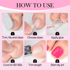 Faux ongles carrés Luckyfairy avec outils d'application