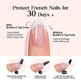 Faux ongles carrés roses Beetles avec échantillons de tailles