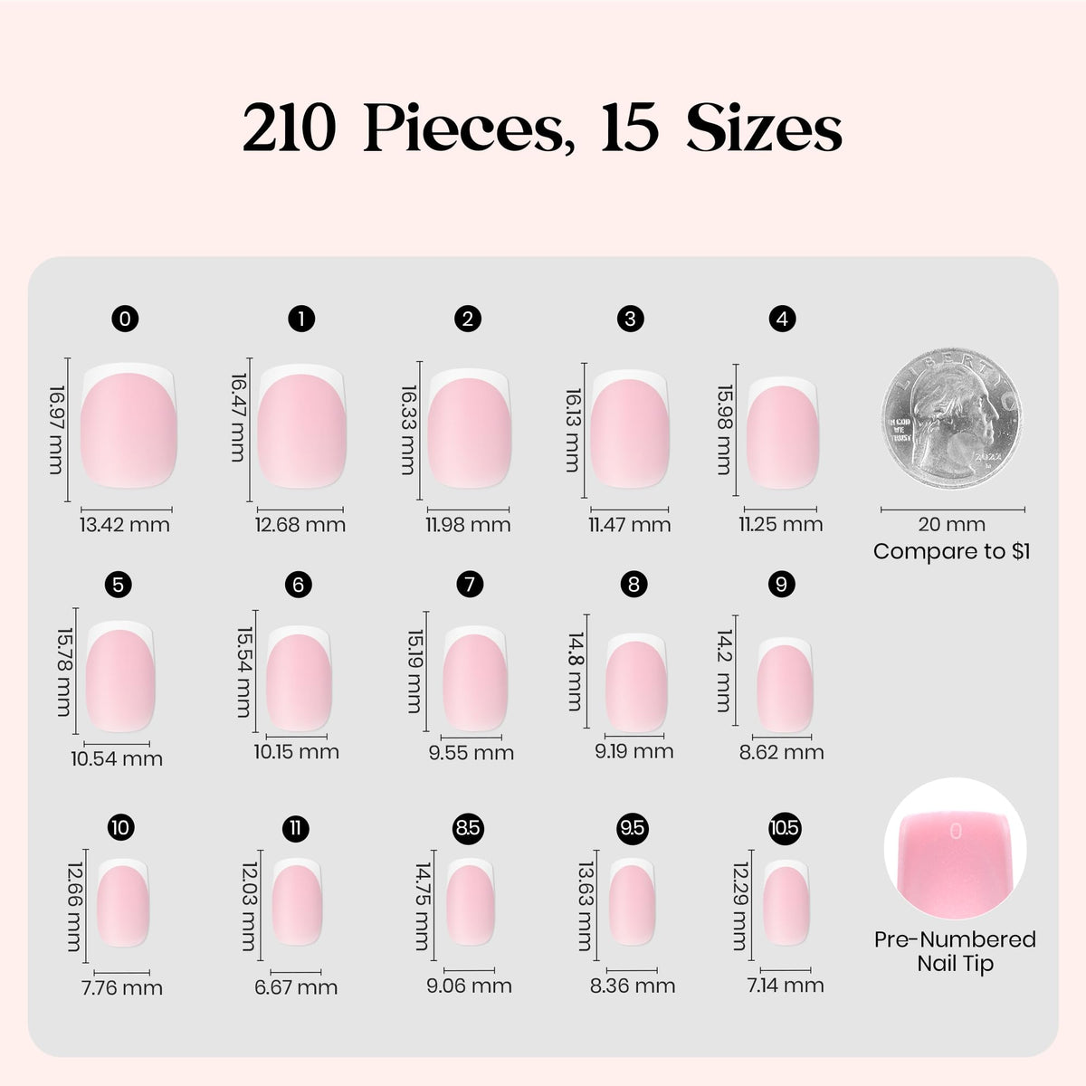 Faux ongles carrés roses Beetles, présentation sur un fond neutre
