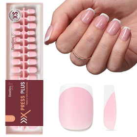 Faux ongles carrés roses extra courts Beetles, vue de face