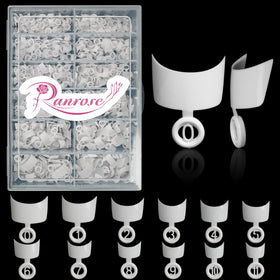 Faux ongles courts ranrose en boîte transparente avec 12 tailles