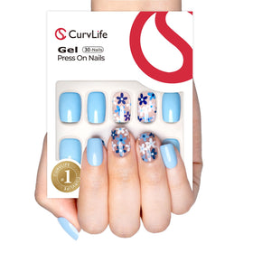 Faux ongles CurvLife Bloom Blue présentation avant