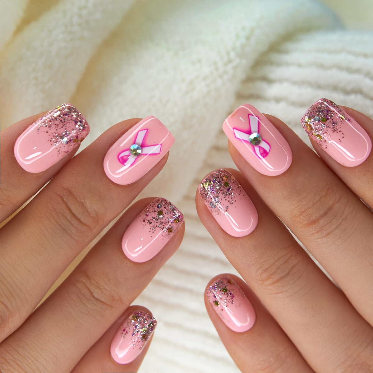 Faux ongles CurvLife en gel souple montrant la coupe naturelle et l'ajustement