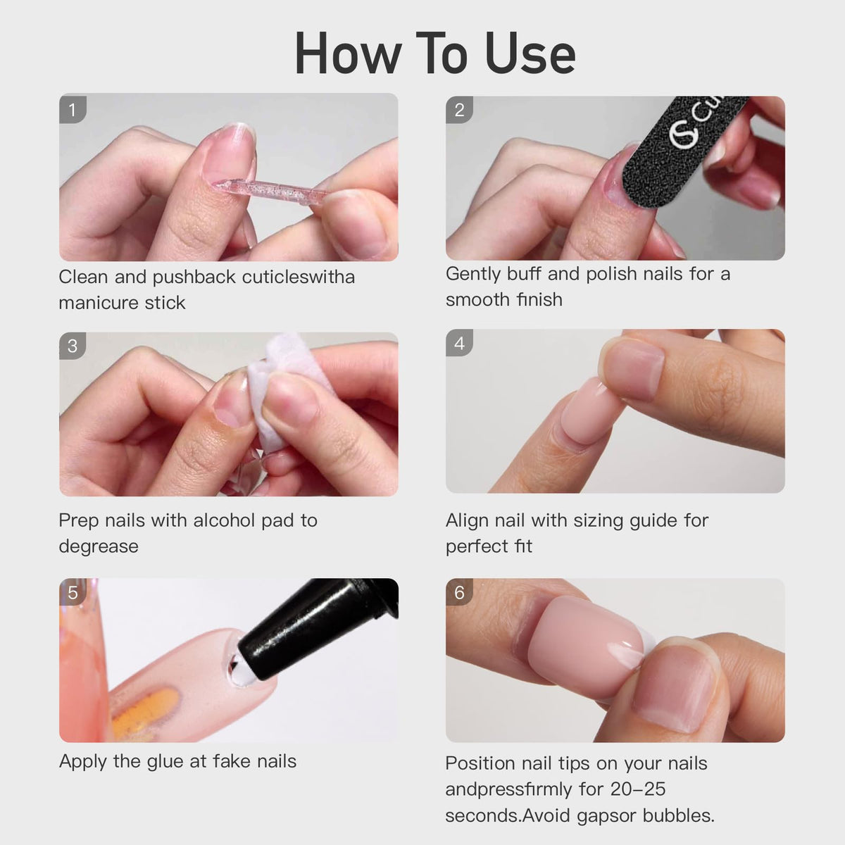 Faux ongles CurvLife montrant la finition de type salon