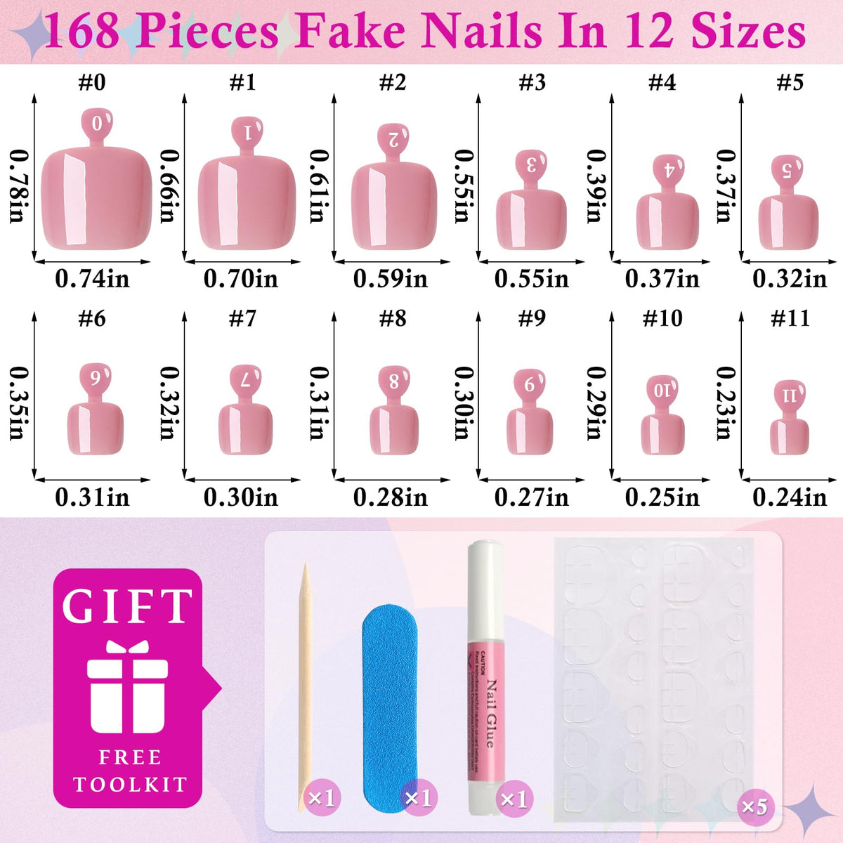 Faux ongles de pieds en rose poudré, montrant la flexibilité et la qualité