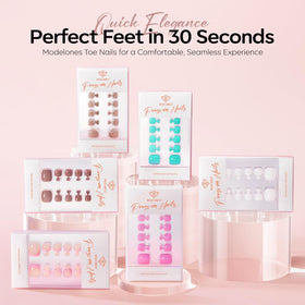 Faux ongles de pieds marron rosé avec adhésif médical inclus