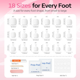 Faux ongles de pieds modelones avec différentes tailles