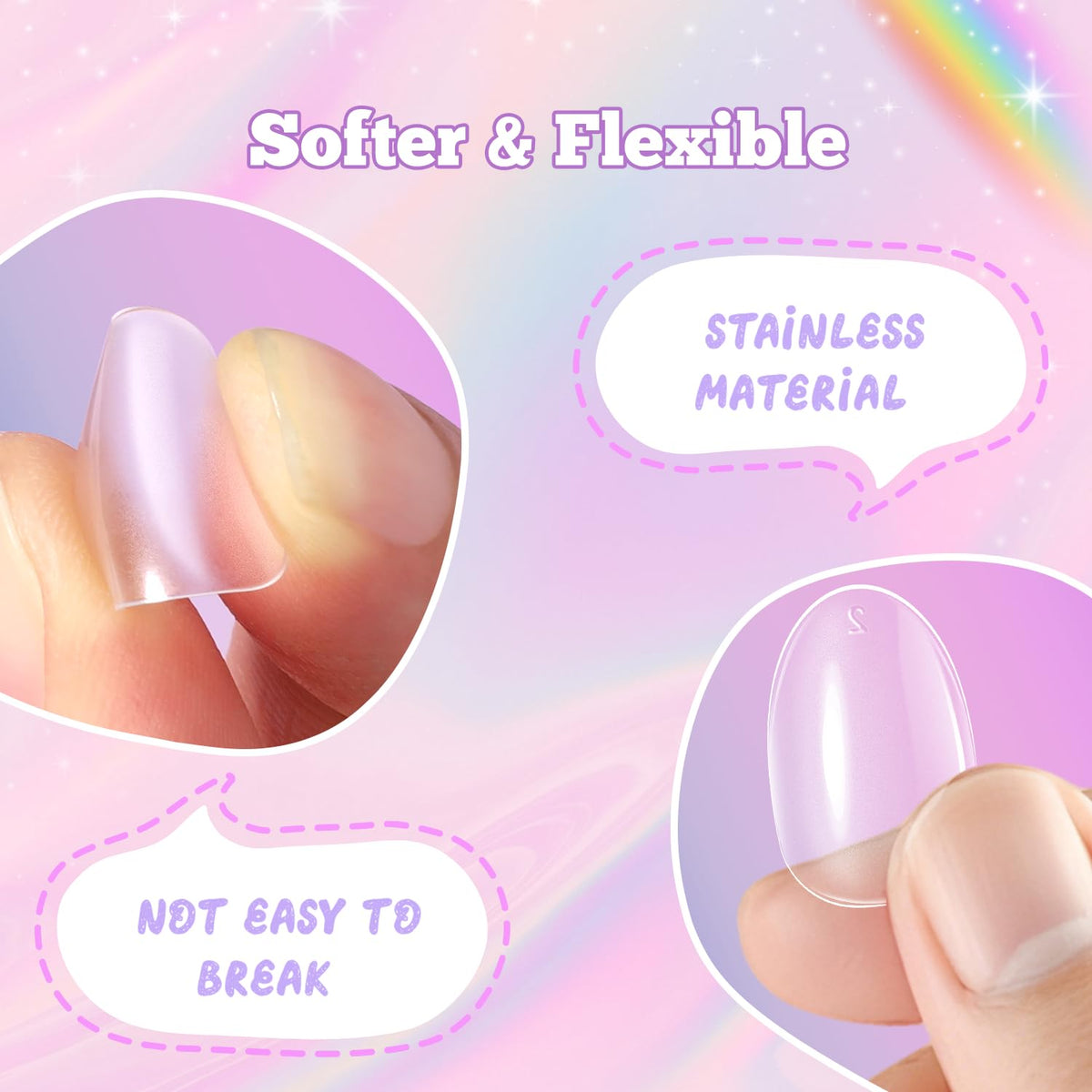 Faux ongles en forme d'amande pour enfants sur fond clair