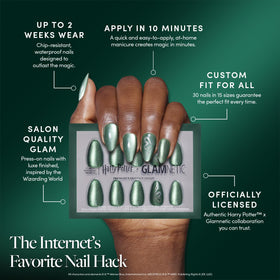Faux ongles en velours vert émeraude Slytherin