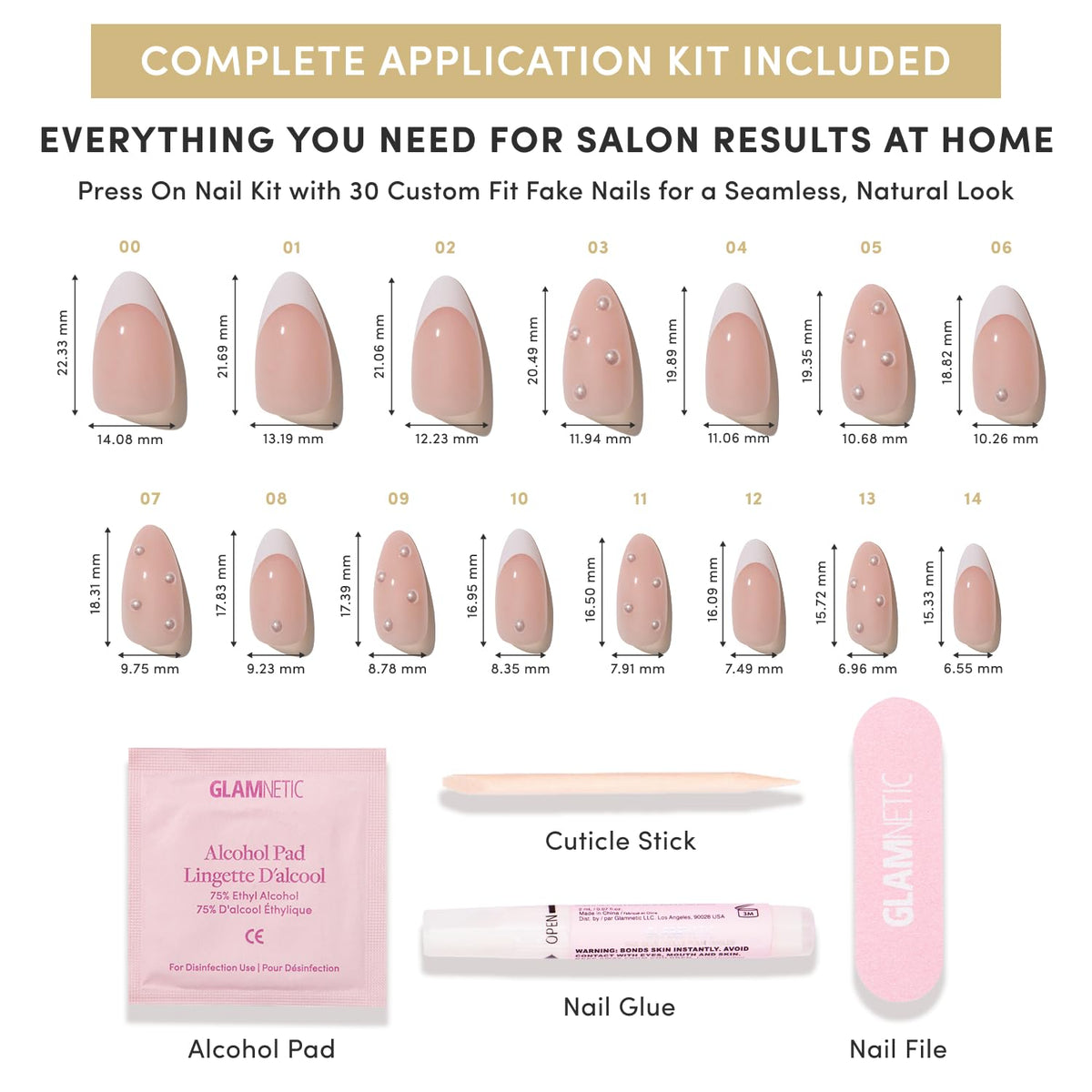 Faux ongles Glamnetic prêts à être appliqués sur des ongles soignés