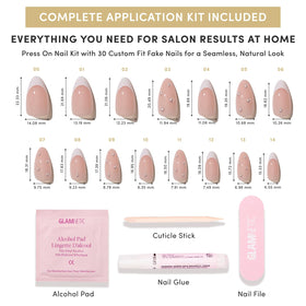 Faux ongles Glamnetic prêts à être appliqués sur des ongles soignés