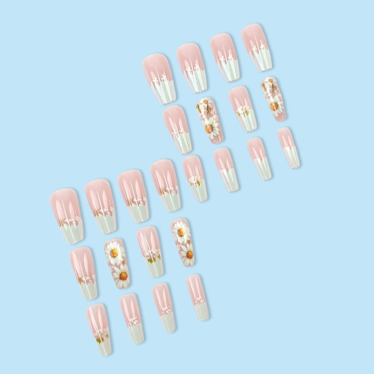 Faux ongles juggssa longs avec finition brillante, couleur rose