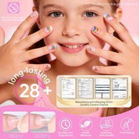 Faux ongles krofaue avec motifs colorés