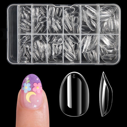 Faux ongles krofaue en gel souple pour enfants, modèle amande extra court