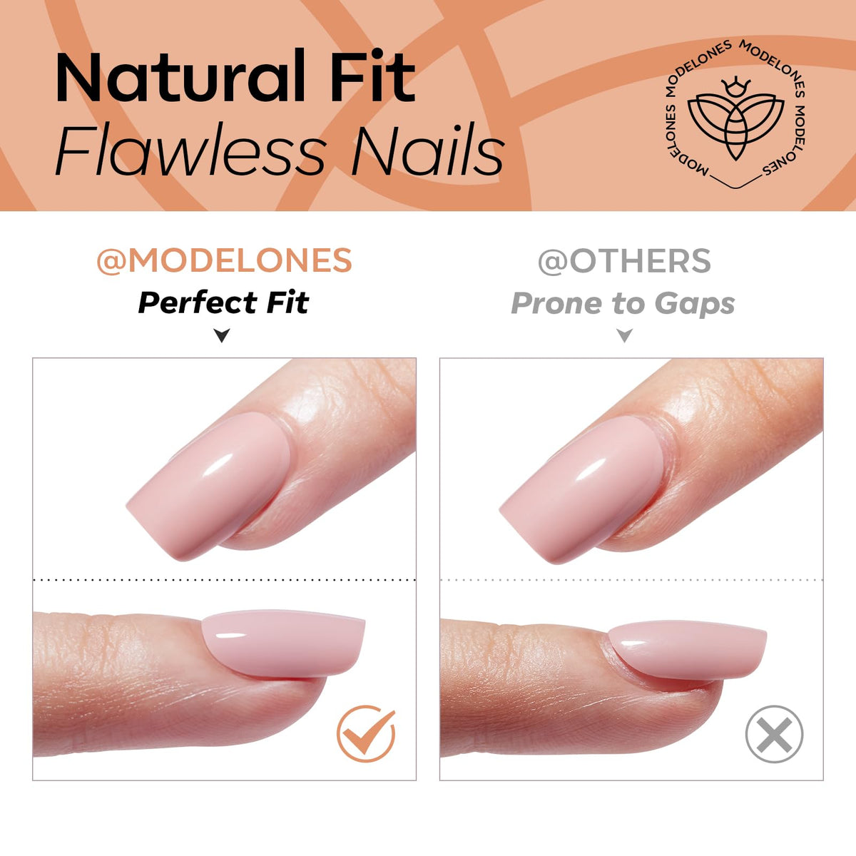 Faux ongles marron modelones avec colle et lime